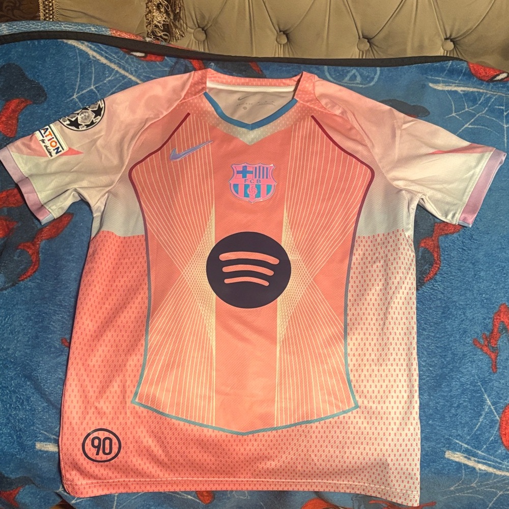 Nike Kids Pink and Light Blue FC Barcelona Jersey